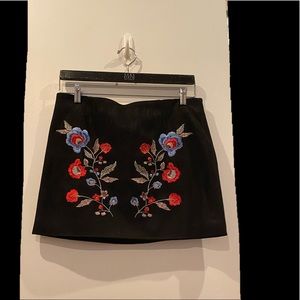 Suede embroidered skirt